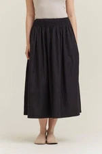 Grade & Gather Smocked Waist Midi Skirt Black
