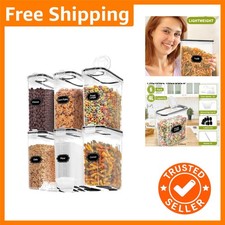 6-Pack Airtight Food Storage Containers [4L/135oz] with Measuring Cup & Labels