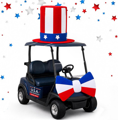 2Pcs Oversized Patriotic Golf Cart Decorations 4Th of July Uncle Sam Top Hat and