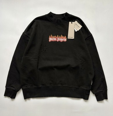 Palm angels Distressed Flame Sweater Crewneck NEW!