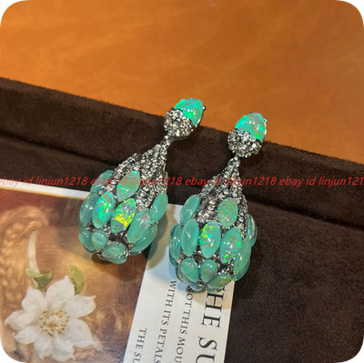 Charming Pretty 10x6mm Green Mermaid Hime Big Water Drop Retro Earrings