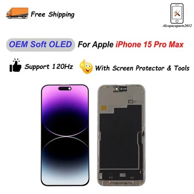OEM Soft OLED For Apple iPhone 15 Pro Max 6.7in Display Touch Screen Replacement