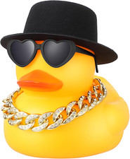 6.89 Inches Large Rubber Duck with Sunglasses Hat Giant Duck,Yellow