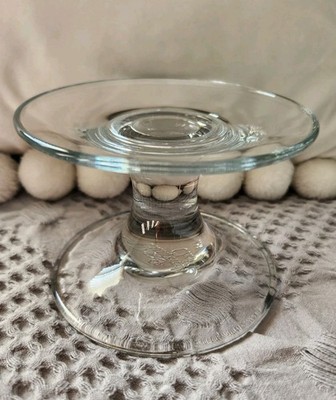 Pampered Chef Clear Glass Mini Pedestal Stand Versatile Deserts Cakes Candles 