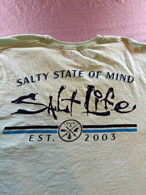 Salt Life Men's L Green Salty State of Mind Pocket Logo Graphic Crew T-Shirt