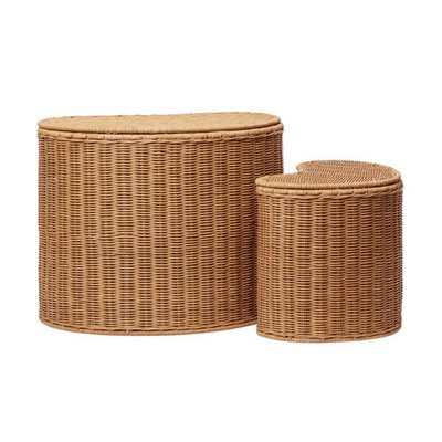 Ferm Living Aufbewahrungskorb Korb Kinderzimmer Rattan natur 2er Set