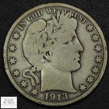 1913 Barber Silver Half Dollar 50C