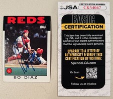 Bo Diaz Signed Autographed 1986 Topps Card #639 JSA Cert