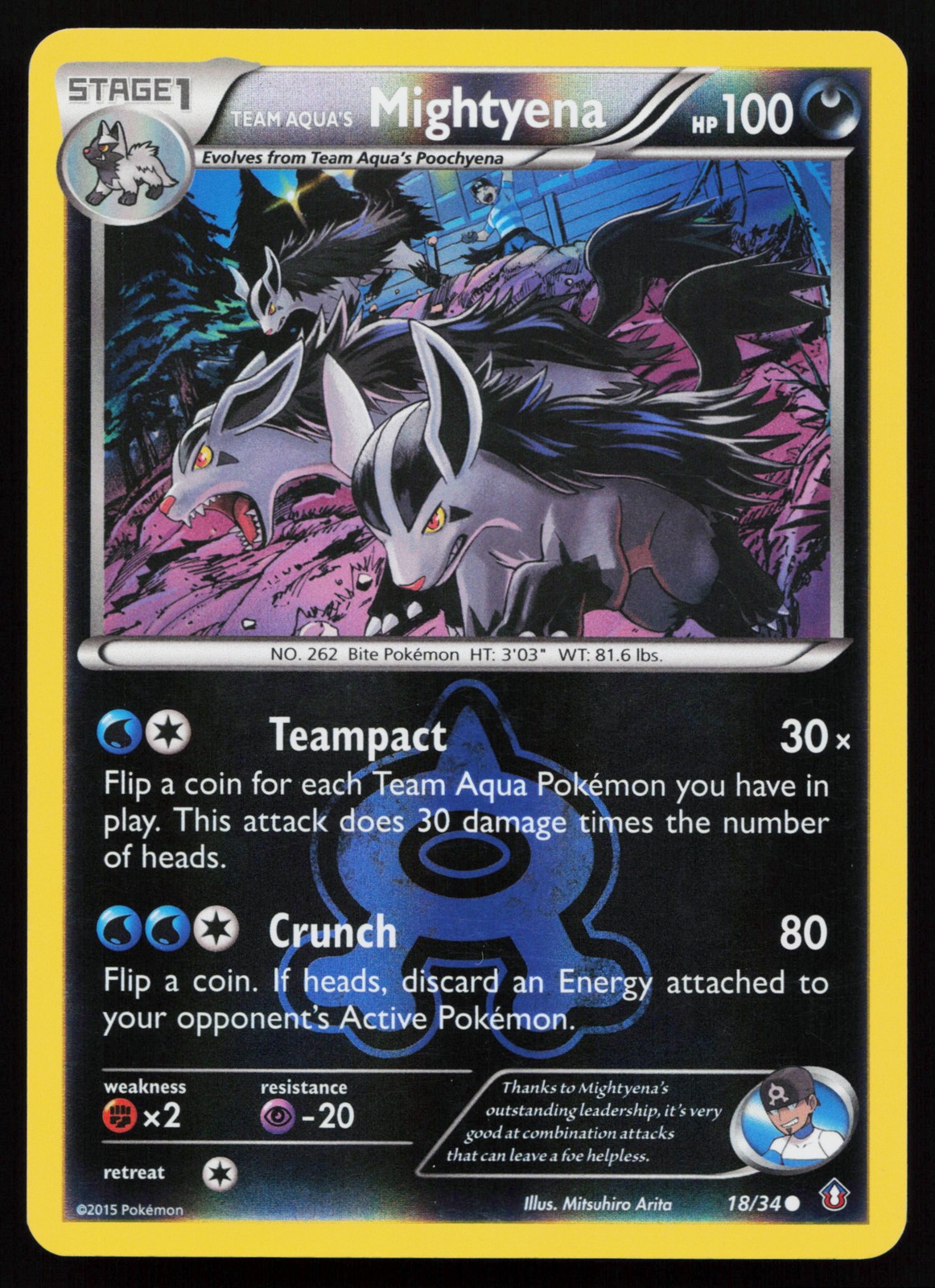 Team Aqua's Mightyena 18/34 Double Crisis Reverse Holo Pokémon Card
