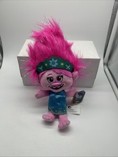 DreamWorks Trolls World Tour Movie POPPY-Plush Doll Pink 8  in Blue Dress NWT-