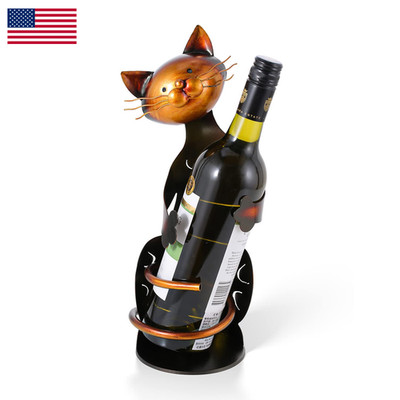 Tooarts Cat Shaped Wine Holder Wine Rack Shelf Metal Sculpture Practical Home