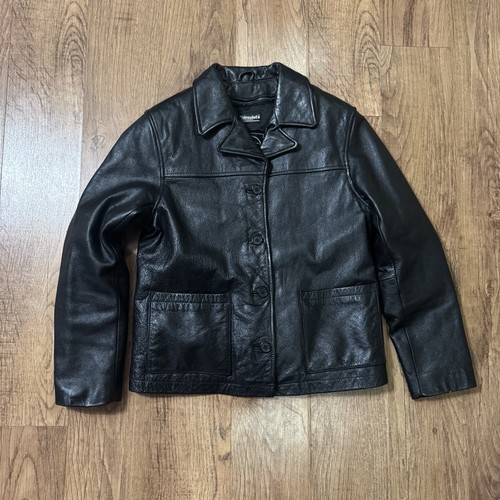 VTG 90s Tannery West Black Leather Bomber Jacket Thinsulate Womens Small Cropped
