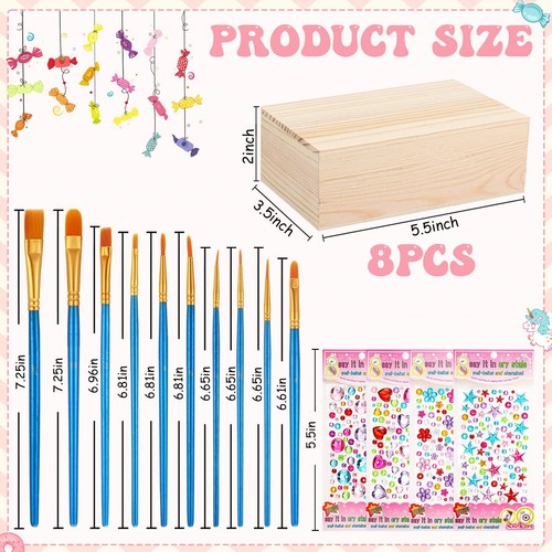8 Pcs Unfinished Wooden Boxes with Hinged Lids 5.5 x 3.5 x 2 Inch Small Keeps... - Picture 2 of 7