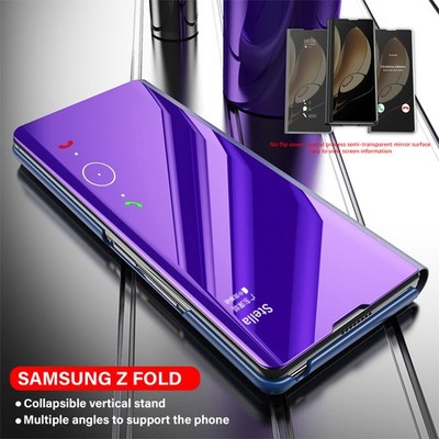 For Samsung Galaxy Z Fold 7 6 5 4 3 Mirror S-View Leather Case Flip Stand Cover
