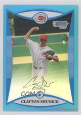 2008 Bowman Draft Prospects Chrome Blue Refractor 41/99 Clayton Shunick 0t7
