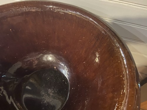 Énorme bol ancien émaillé primitif diamètre 16" 18 lbs - Photo 11/21