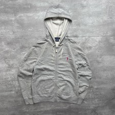 Vintage 90s Polo Ralph Lauren Ash Grey Zip Up Hoodie - Size L