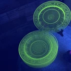 Rare Vintage Depression Vaseline Glass Ballerina Pattern 9” Bowl Set Of 6