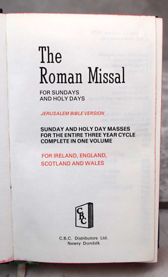 Vintage 1975 Book, The Roman Missal, Jerusalem Bible Edition