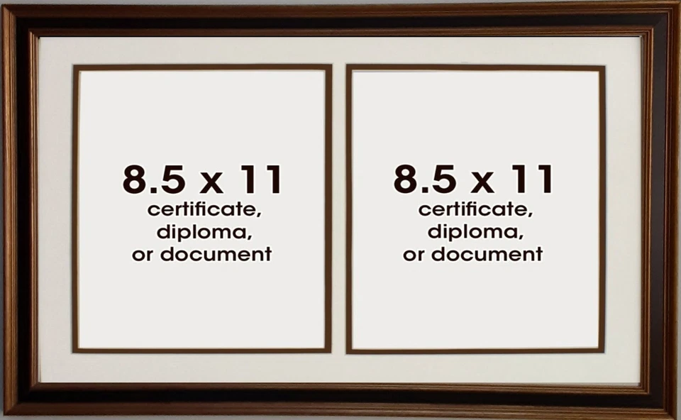 Graduation Double Diploma or Certificates Wood Frame for Two 8.5x11 Openings - Image 3 of 4