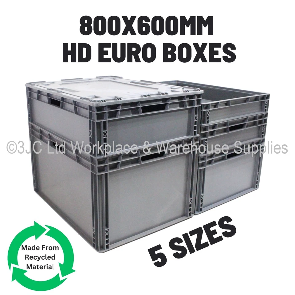NEW Heavy Duty Industrial Extra Large Jumbo XL 800x600mm Euro Stacking Box Boxes