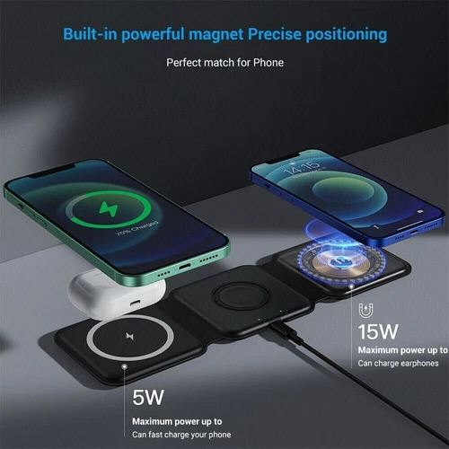 Wireless Charger Dock Charging Station 3 in 1 For Apple Watch iPhone 13 14 15 16 - Picture 1 of 13