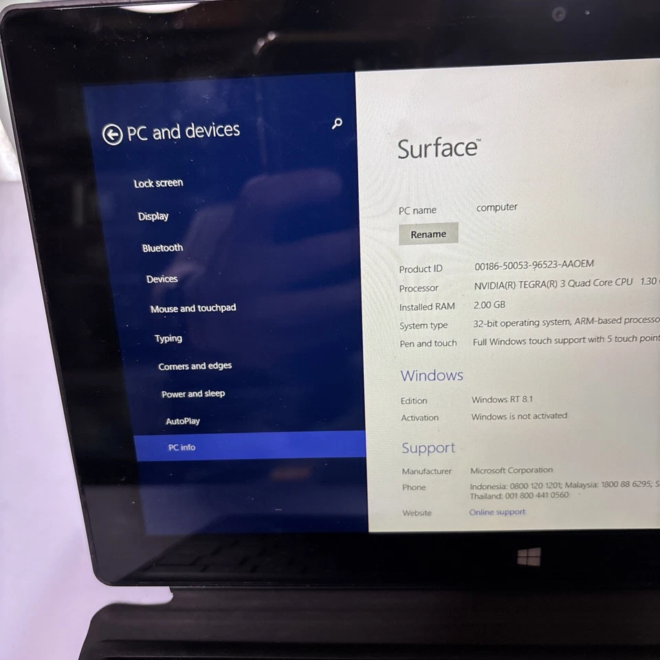 2x Microsoft Surface Windows RT 32GB Model 1516 2GB RAM Keyboard *1x AC Adapter* - Image 4 of 4