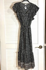 Gap Women’s Dress Boho Flutter Sleeve Floral Midi Belted Size Small NWT