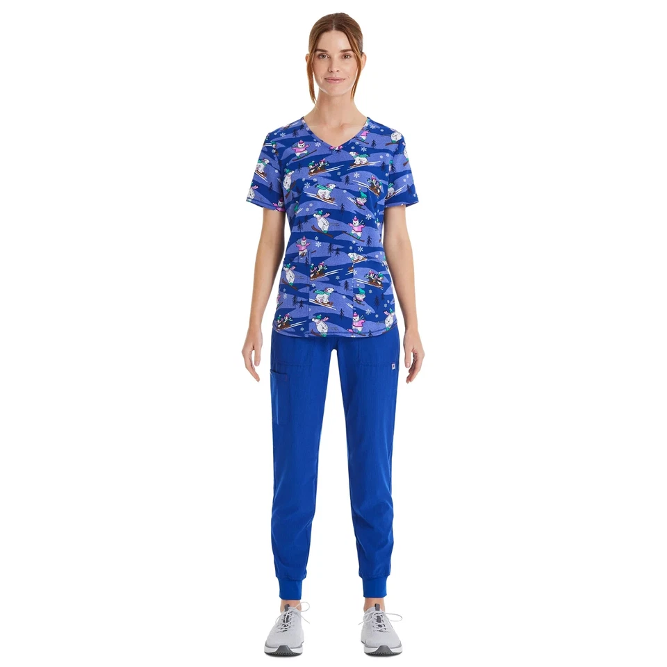 Scrubstar Women's Winter Chillin Scrub Top Size Medium Blue - Image 4 of 4
