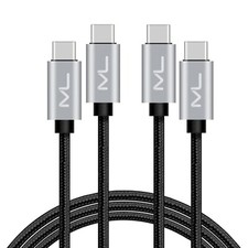 2-Pack Braided USB C to Type-C Fast Charging Data SYNC Charger Cable 6FT