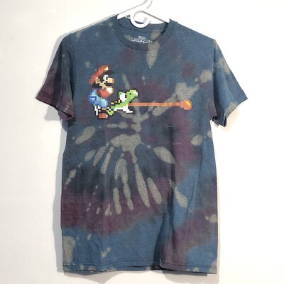 (S) 1 of 1 custom tie dye Super Mario Snes Super Nintendo t-shirt Yoshi tee