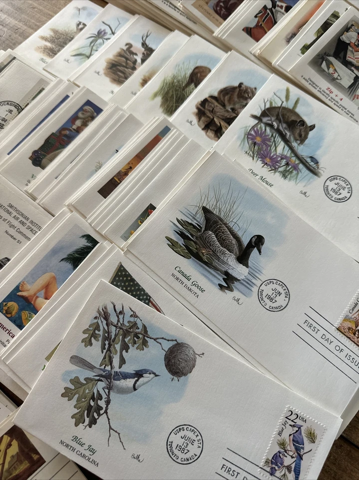 ¡¡¡Más de 250!!! Sobres de estampillas de emisión de primer día (1986-1994) 22 postales de bonificación IED Foto 3 de 4