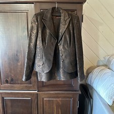 Kay Unger Brown Textures Snake Print Skirt Suit 4