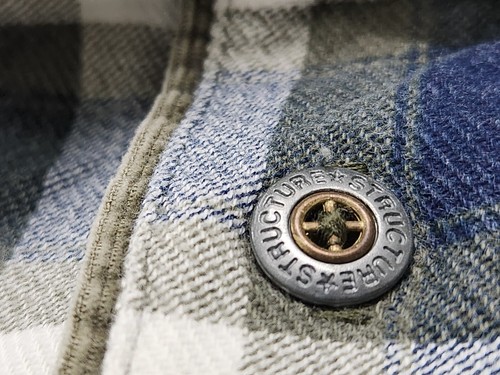Vintage 90's Structure Plaid Corduroy Collar Rugby Polo USA Made SEE MEASUREMENT - Picture 7 of 11