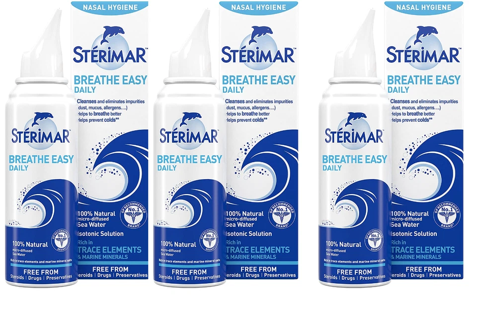 Sterimar Breathe Easy Daily Nasal Hygiene Isotonic Solution Spray - 100ml X 3