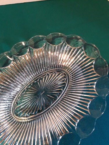 Petit Ravier En Verre Moulé 11 Cm - Style Art Déco Bleuté - Bol Ancien