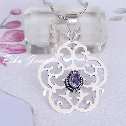 Gioielli ciondolo argento sterling 925 taglio ametista pietra preziosa... - Foto 2 di 7