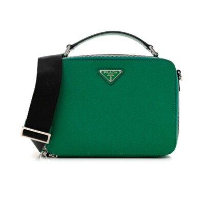 Prada Brique Saffiano Leder Tasche Grün Crossbody Messenger Made in Italy