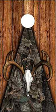 Deer Buck Skull 2 Wood Camo LAMINATED Cornhole Wrap Bag Toss Skin Decal Sticker