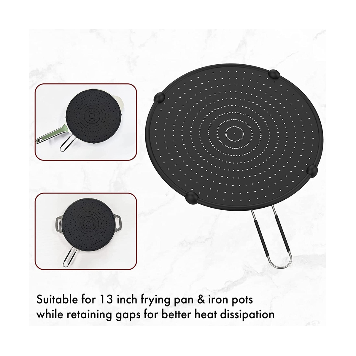 Silicone Splatter Screen Cooking Frying Pan Cast Iron Skillet Pot F4C3