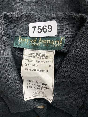 Vintage Harve Benard Maxi Dress Womens Medium Black 100% Linen Heavy Minimalist - Picture 12 of 12