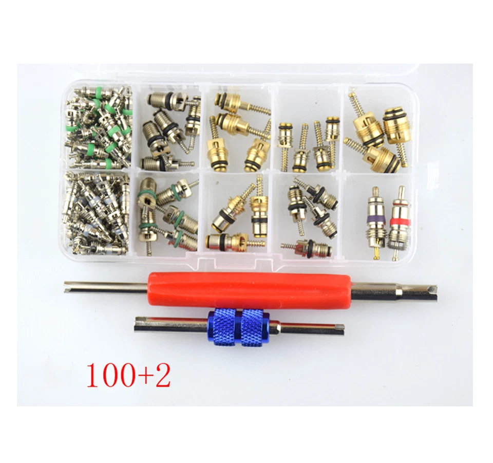 102Pcs Car Air Conditioning Valve Core Accessories Kit Assortment R12 R134a - Image 3 of 4