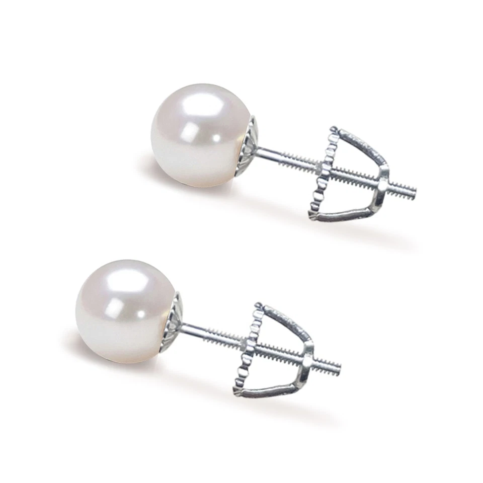 Pendientes de perlas blancas con clasificación AAAA de 5-10 mm japonesas de perlas Akoya Foto 4 de 4