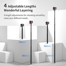 45in Carbon Fiber Telescopic Selfie Stick For GoPro 13 12 11 Insta360 DJI Osmo