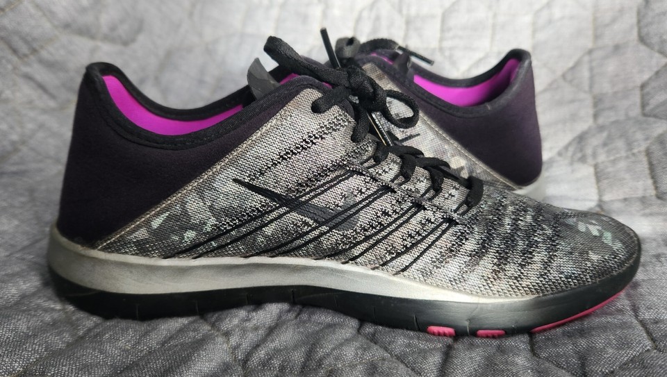 Women's Nike Free TR6 Black/Metallic Silver/Pink Athletic Running Shoes