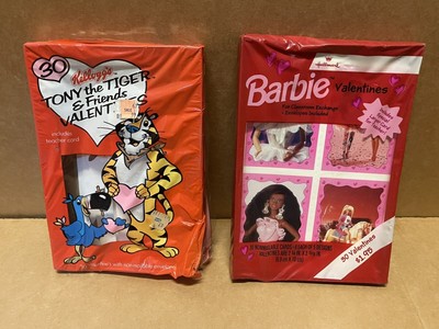 LOT 2 - Vintage 1986 Tony Tiger Cereal & 1994 Barbie 30 Valentines Card Packs