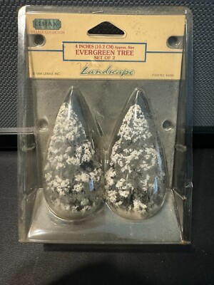Lemax Christmas Village Accessories Vintage Evergreen Tree Set of 2 - 4 inch