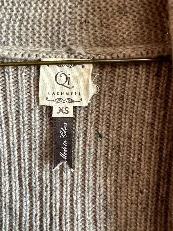 Cárdigan suéter QI 100 % cachemir frente abierto para mujer talla XS RN#110125 Foto 2 de 4