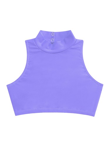 Girls Athletic Sports Crop Tops Vest Cross Back Mock Neck Ballet Dance Tank Top - Picture 51 of 64