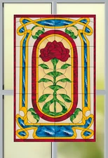 Stranger Things Rose Faux Stained-Glass WINDOW CLING Size 10.6" Vinyl